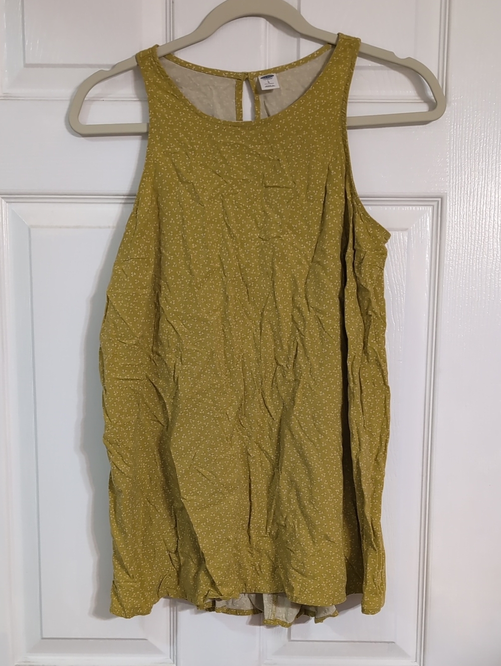 Old Navy Mustard Yellow Floral Sleeveless Tank with Back Tie